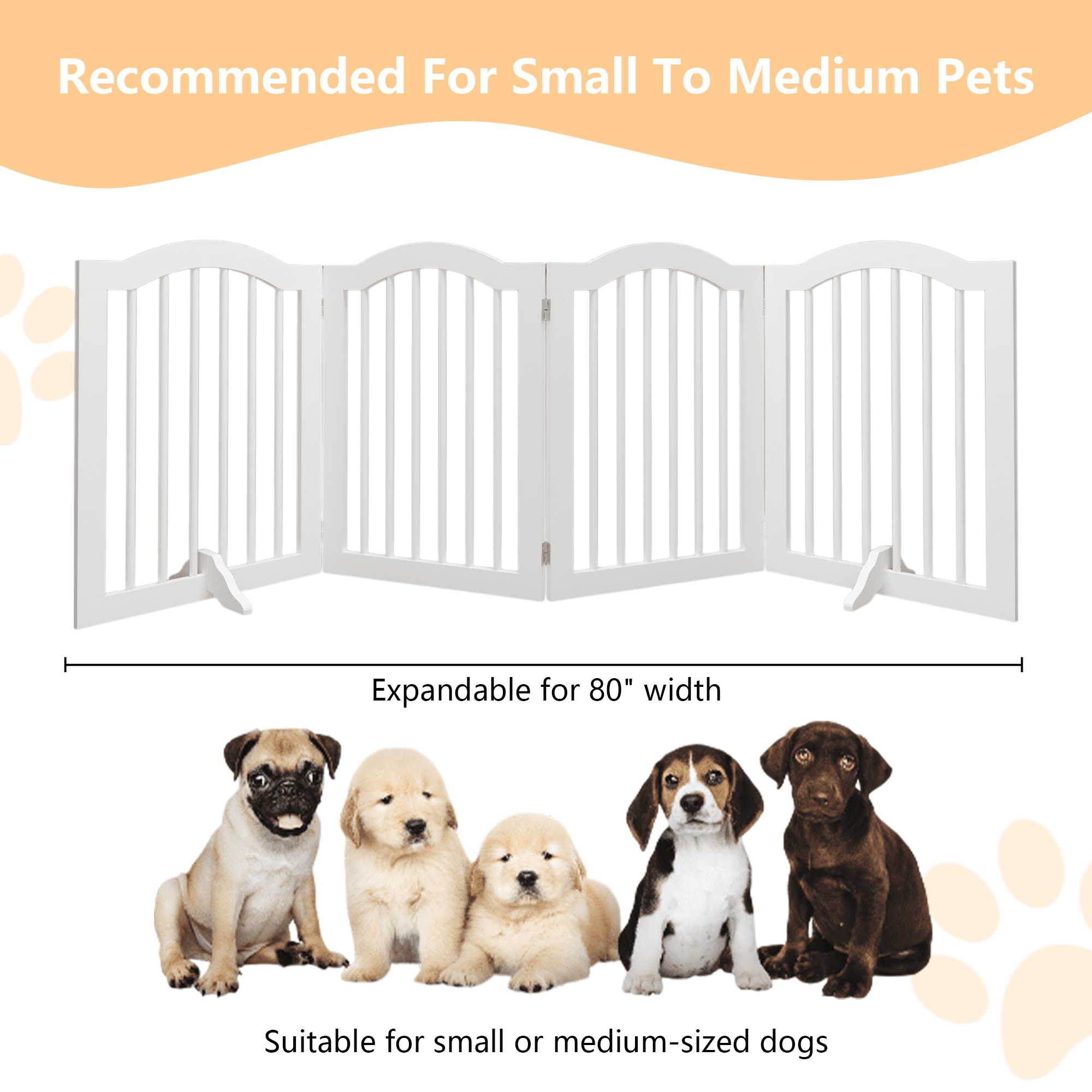 Homy Casa Freestanding Pet Gate, 27.6" Tall Foldable Dog Gate Expandable to 80" for Small Medium Pets