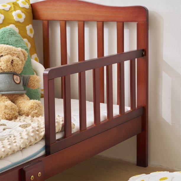 Ktaxon Baby Toddler Bed Solid Wood Bedroom Furniture with Safety