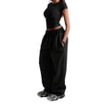 thumbnail image 2 of Wide Leg Sweatpants Women Sweat Pants Spring Autumn Clothes Teen Girl Baggy Sweatpant with Pockets Black S, 2 of 7