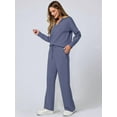 thumbnail image 6 of Women 2 Piece Outfits 2025 Fall Fashion Wide Leg Pants Lounge Set Leisure Travel Vacation Sweatsuits Gray Blue XS, 6 of 9