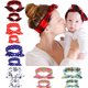 thumbnail image 5 of Turbante estampado para bebé, conjunto de diadema con orejas de conejo, accesorios para el cabello (triángulo blanco), 5 of 5