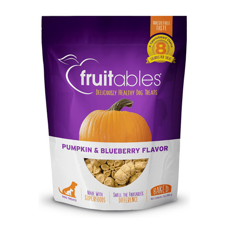 Fruitables Baked Dog Treats – Pumpkin Treats for Dogs – Healthy Low Calorie Treats – Free of Wheat, Corn and Soy – Pumpkin and Blueberry – 7 Ounces