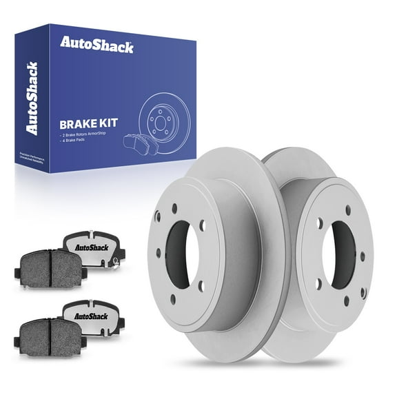 AutoShack Rear Brake Rotors Ceramic Brake Pads | Replacement For 2017 Jeep Compass 2.4L 4WD AWD FWD | Coated | 6-PC Brake Kit | ArmorStop