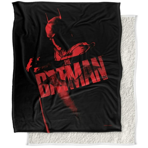 The Batman (2022) Blanket, Monochromatic Red Silky Touch Sherpa Back Super Soft Throw Blanket