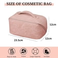 thumbnail image 2 of Bolsa de cosméticos de viaje para mujer, bolsa de maquillaje plana abierta, bolsa de cosméticos de cuero impermeable, bolsa de aseo de viaje de almacenamiento multifuncional, 2 of 5