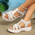 thumbnail image 4 of hoksml Women T-Strap Adjustable Ankle Strap Wedge Sandals Open Toe PU Casual Sporty Summer Beach Sandals, 4 of 7