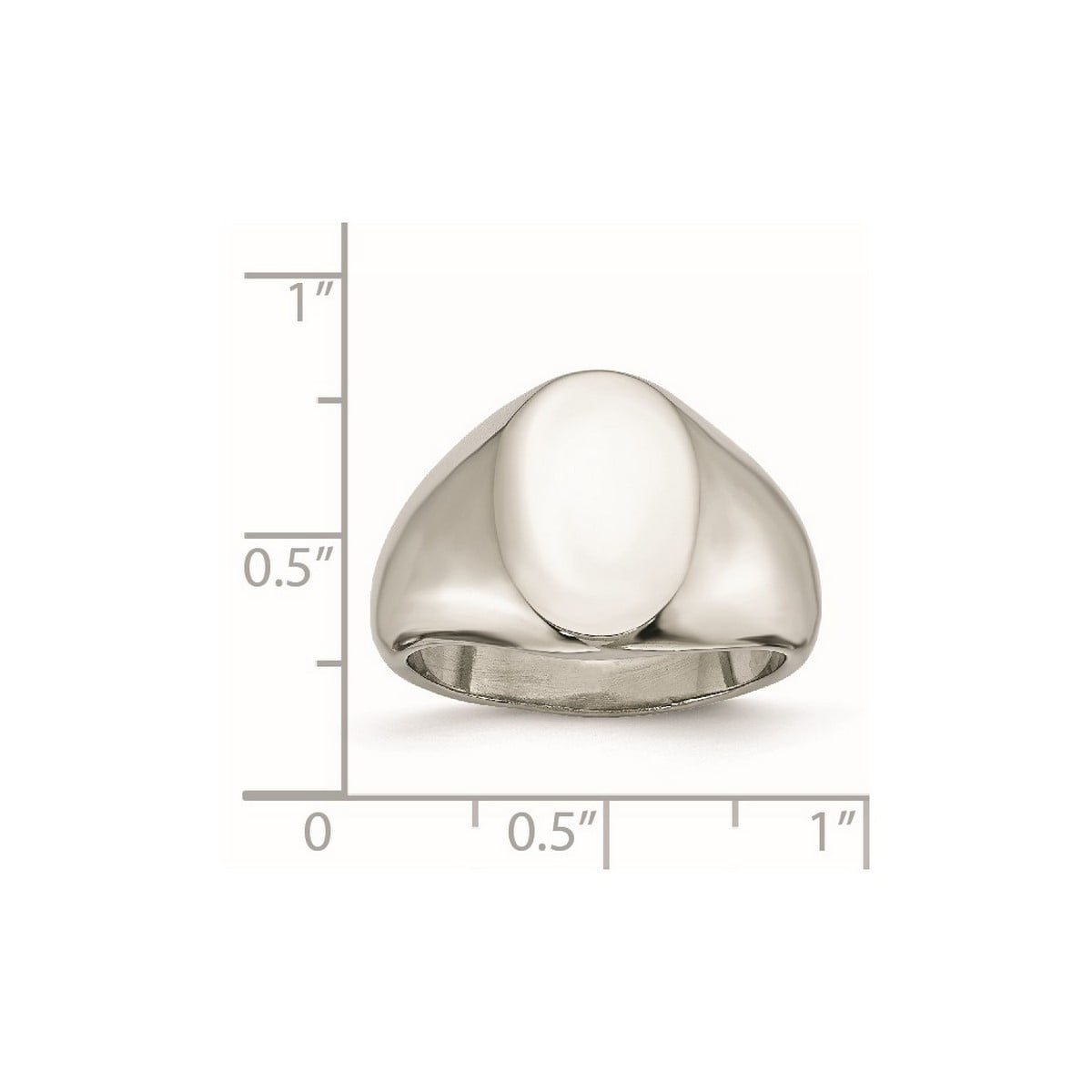 Stainless Steel Polished Oval Signet Ring