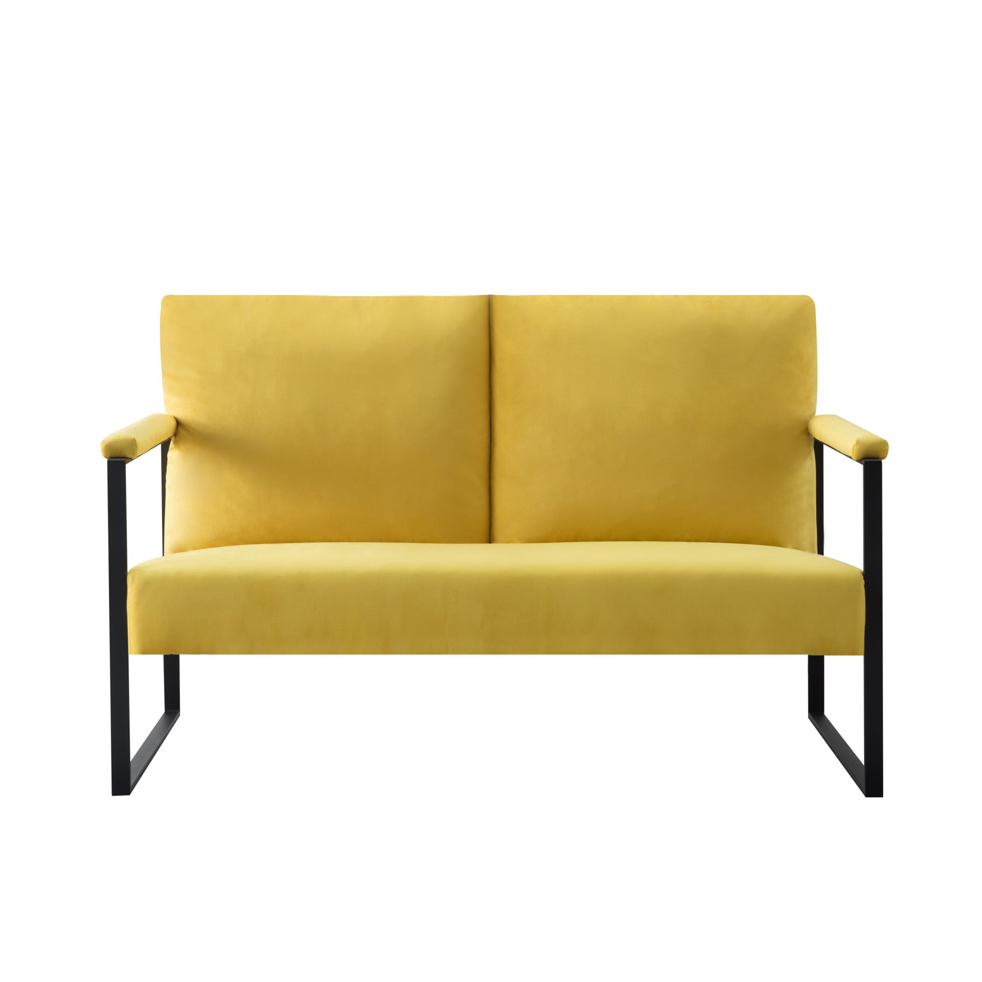 Gewnee 49.2”Metal Frame Loveseat,Modern Upholstered Sofa Chair with Armrests & Scratch-Resistant Foot Pads & Detachable Washable Backrest,Suitable for Living Rooms and Bedrooms.(Yellow)