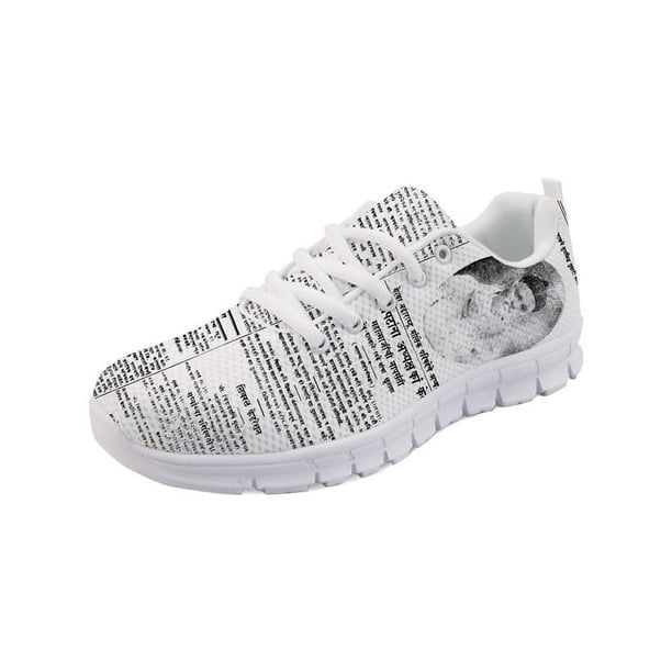 Zapatos planos Doginthehole de enfermera con diseño de periódico para mujer, zapatillas ligeras con cordones de malla para despertar, calzado transpirable de verano para damas y niñas.