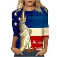 thumbnail image 3 of Meichang 4th of July Independent Day T-Shirt for Women 3/4 Sleeve American Flag Tops Women July 4th Patriotic Shirt USA Independence Day Star Stripe Graphic Tees, 3 of 6