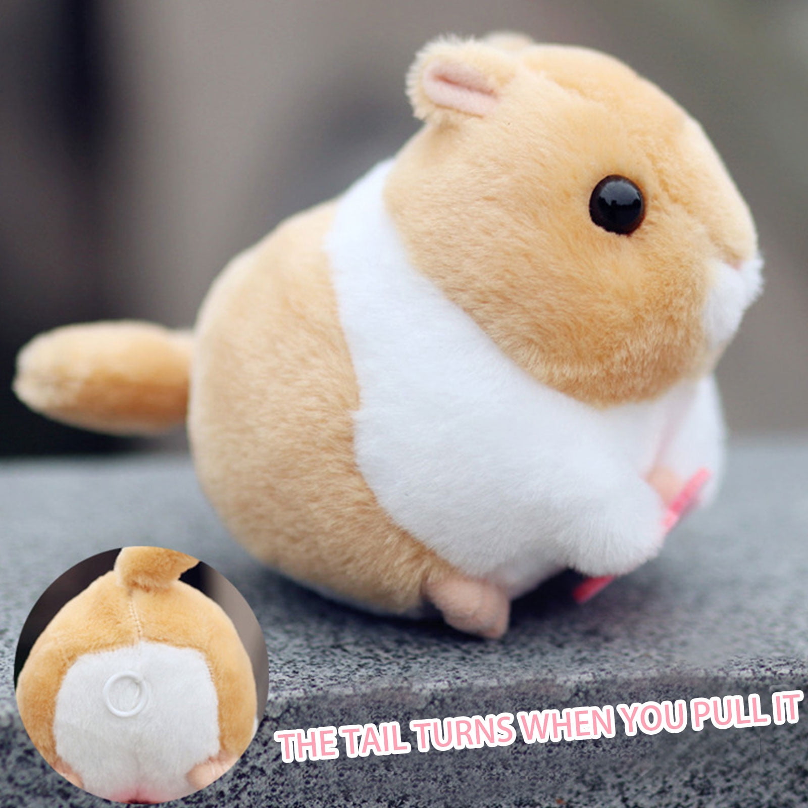Wind-Up Hamster Plush Toy with Twisting Tail, Cute Clockwork