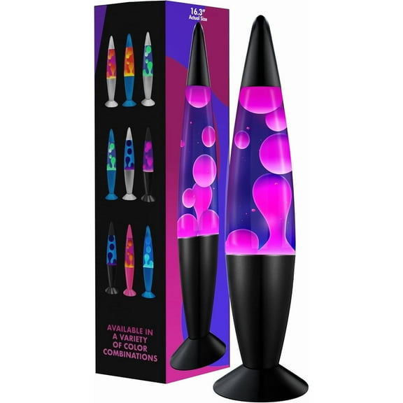 JAMBO 16" Beautiful Lamp- Purple with White/Pink Wax, Relaxing Liquid Lamp for Living Room Office Bedroom Adults Teens Kids, Magma Light, Night Light Nightlight, Home Décor