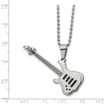 thumbnail image 2 of Stainless Steel Ball Beaded Necklace with Pendants Chain Chisel Polished and Textured Enamel Guitar Pendant on a 24 inch 18.46 mm, 2 of 2