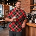 thumbnail image 2 of Domzest Men's Big and Tall Polo Shirts Short Sleeve Moisture Wicking Plus Size T Shirts Quick Dry Collared Plaid Golf Shirt Green 3XL, 2 of 6