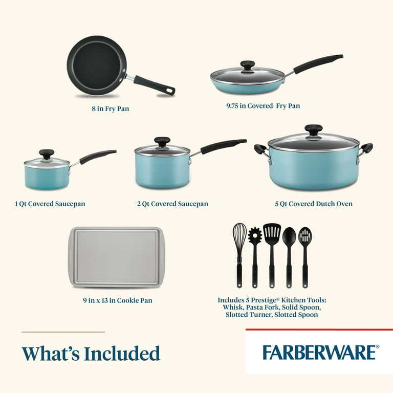 Farberware High Performance 17-Piece Black Cookware Set with Lids