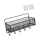 thumbnail image 3 of Organizador de pared colgante, cesta colgante de alambre, cesta de alambre de acero resistente para manualidades L negra con gancho, 3 of 9