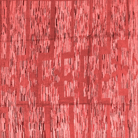 Ahgly Company Indoor Square Abstract Red Modern Area Rugs, 8' Square