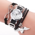 thumbnail image 5 of Reloj de pulsera con patrón de oscilación de corazón de cuarzo con correa de cuero de PU para mujer a la moda (negro), 5 of 5