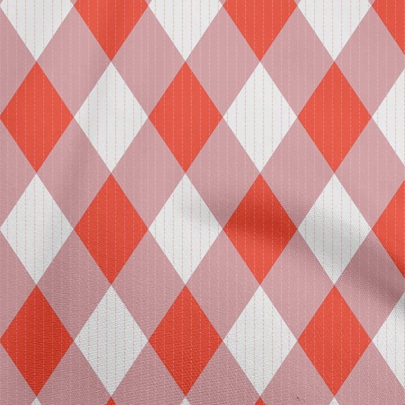oneOone Cotton Flex Red Fabric Argyle Sewing Fabric By The Yard Printed Diy Clothing Sewing Supplies 40 Inch Wide