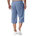 thumbnail image 5 of Men's Long Linen Shorts 3/4 Length Lounge Lounge Shorts Capri Pant (Blue XL), 5 of 5