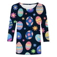 thumbnail image 4 of Ladies Fashion Casual Europe And The United States Easter 3D Digital Printed Round Neck T Shirt Point Sleeve Top Girls Long Sleeve Raglan Short Sleeve Shirt Women Summer Shirts for Women Shirts Women, 4 of 4