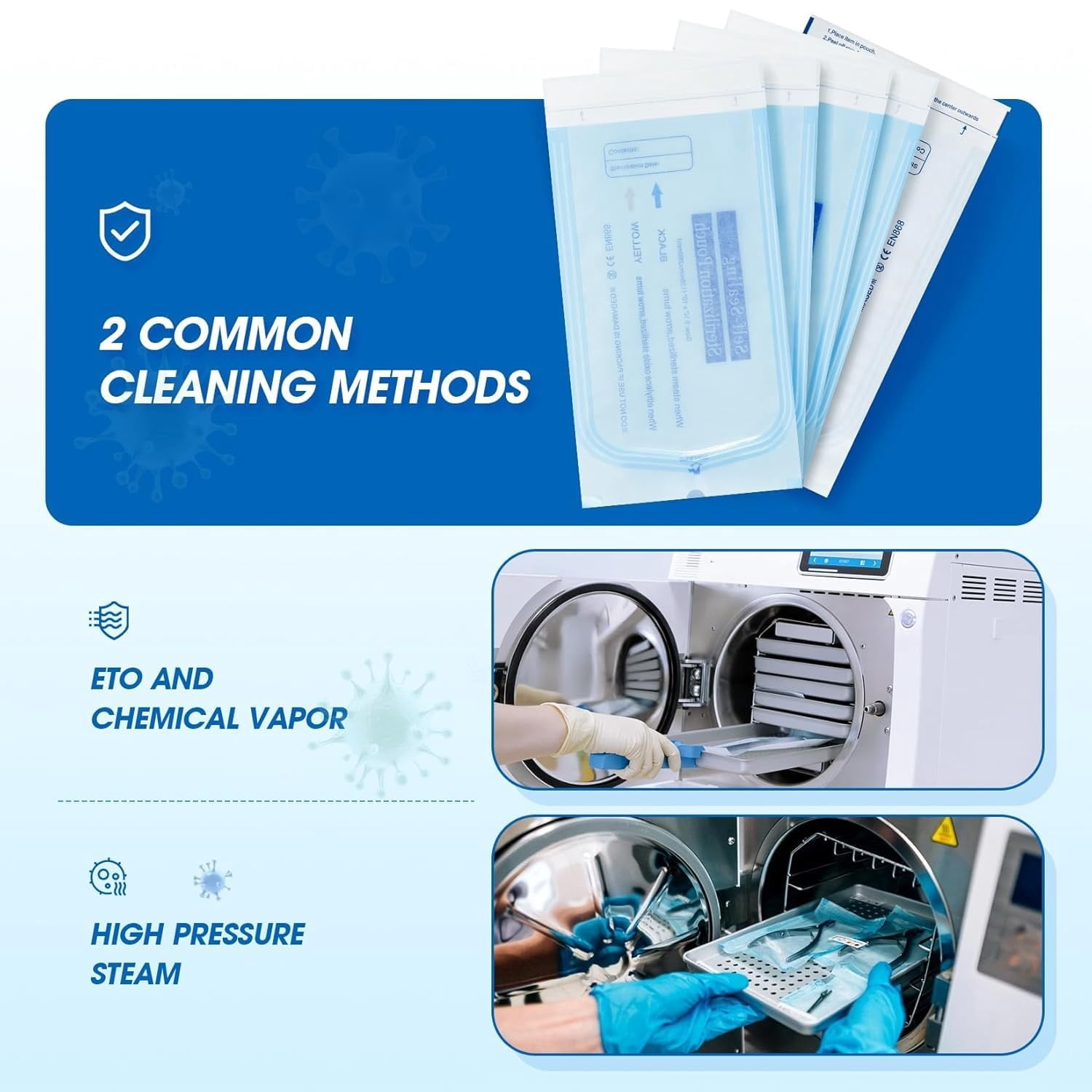 FOUR E's Scientific Sterilization Pouches- 5.25 " x 10 " Dental Medical Self Seal Pouch Bag 1000pcs