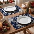thumbnail image 5 of Smile Navy Blue Snowflakes Winter Placemats Set of 4, 12x18 Inch Christmas Table Mats, 5 of 8