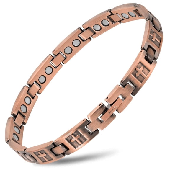 MagnetRX® Women’s Copper Cross Bracelet – Ultra Strength Magnetic Copper Cross Bracelet for Women – Adjustable Length with Sizing Tool (Cross Style)