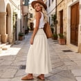 thumbnail image 5 of Wutalume Maxi Skirts for Women Flowy - High Waist Elastic Waist Solid Color Convertible Maxi Skirt Dress, 2-in-1 for Beach Vacation Summer Daily Wear,Khaki M, 5 of 9
