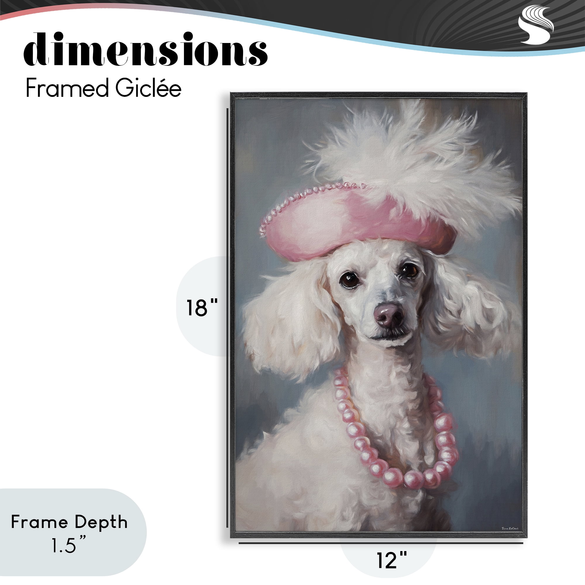 Stupell Industries Beautiful Collette Pup Black Framed Giclee Art, design by Tina LeCour
