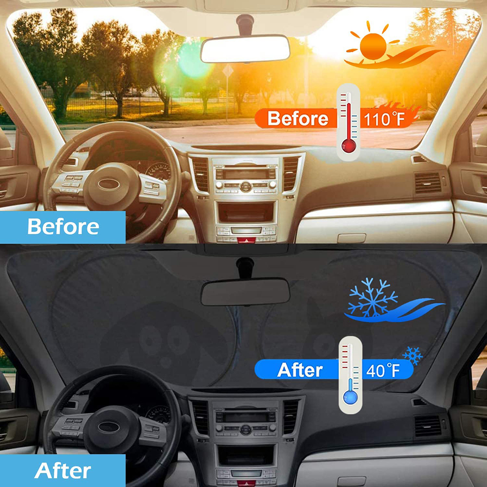 iClover Car Windshield Sun Shade, 59" x 33", Pet Design photo 6
