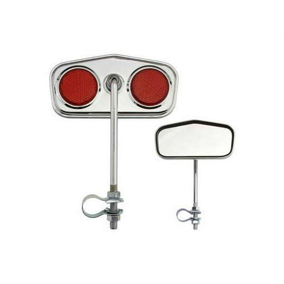 Alta Diamond Pentagon Bicycle Mirror Steel Bicycle Chrome , Reflectors Multiple Colors. (Red)
