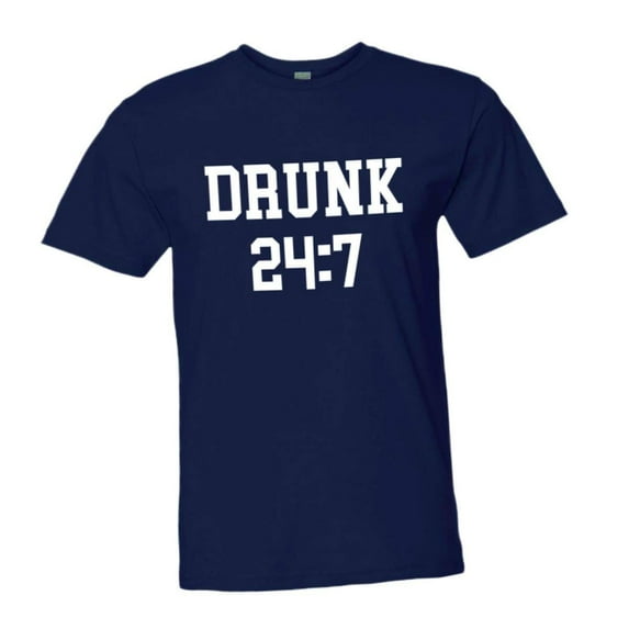 PleaseMeTees™ Mens/Unisex Drunk 24 7 Drink All Day Sunday Funday Soft HQ Tee