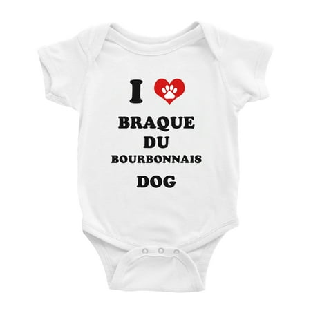

I Heart Braque du Bourbonnais Dog Funny Cute Baby Rompers Baby Clothes (White 3-6 Months)