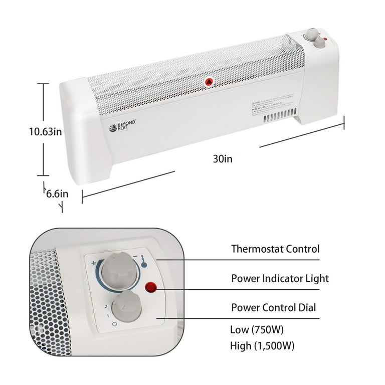 BEYOND HEAT Electric Baseboard Heater, 1500W Convection Heater
