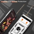 thumbnail image 4 of for Google Pixel 6 Case with HD Screen Protector, Build in 360° Rotating Ring Kickstand [Military Grade] Protective Case for Pixel 6, Silver, 4 of 13
