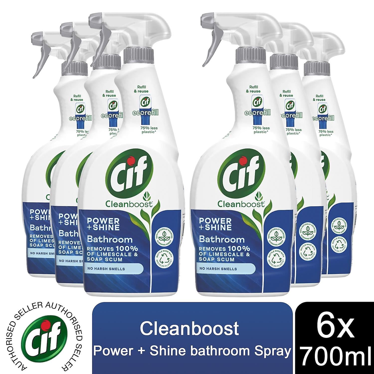 Cif Power & Shine Antibacterial Bathroom, 6 Packs of 700ml
