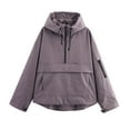 thumbnail image 4 of GEWSEY Women's Rain Jacket 1/4 Packable Lightweight Windbreaker Water-Resistant Pullover Jackets with Hood Hiking Travel (Purple, XL), 4 of 9