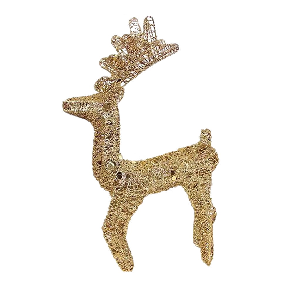 SuoKom Christmas Light Decor, Glittering Metal Deer with Strip Lights, Prelit Christmas