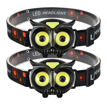 2 Pack LED Headlamp, Owl Headlight for Kids Leightweight, COB Head Lamp, 4 Modes Battery Powered Head Lights for Boys, Girls, Adults, Gifts for Birthday, Party, Christmas
