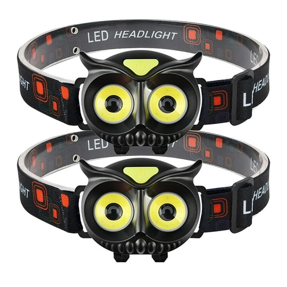 2 Pack LED Headlamp, Owl Headlight for Kids Leightweight, COB Head Lamp, 4 Modes Battery Powered Head Lights for Boys, Girls, Adults, Gifts for Birthday, Party, Christmas