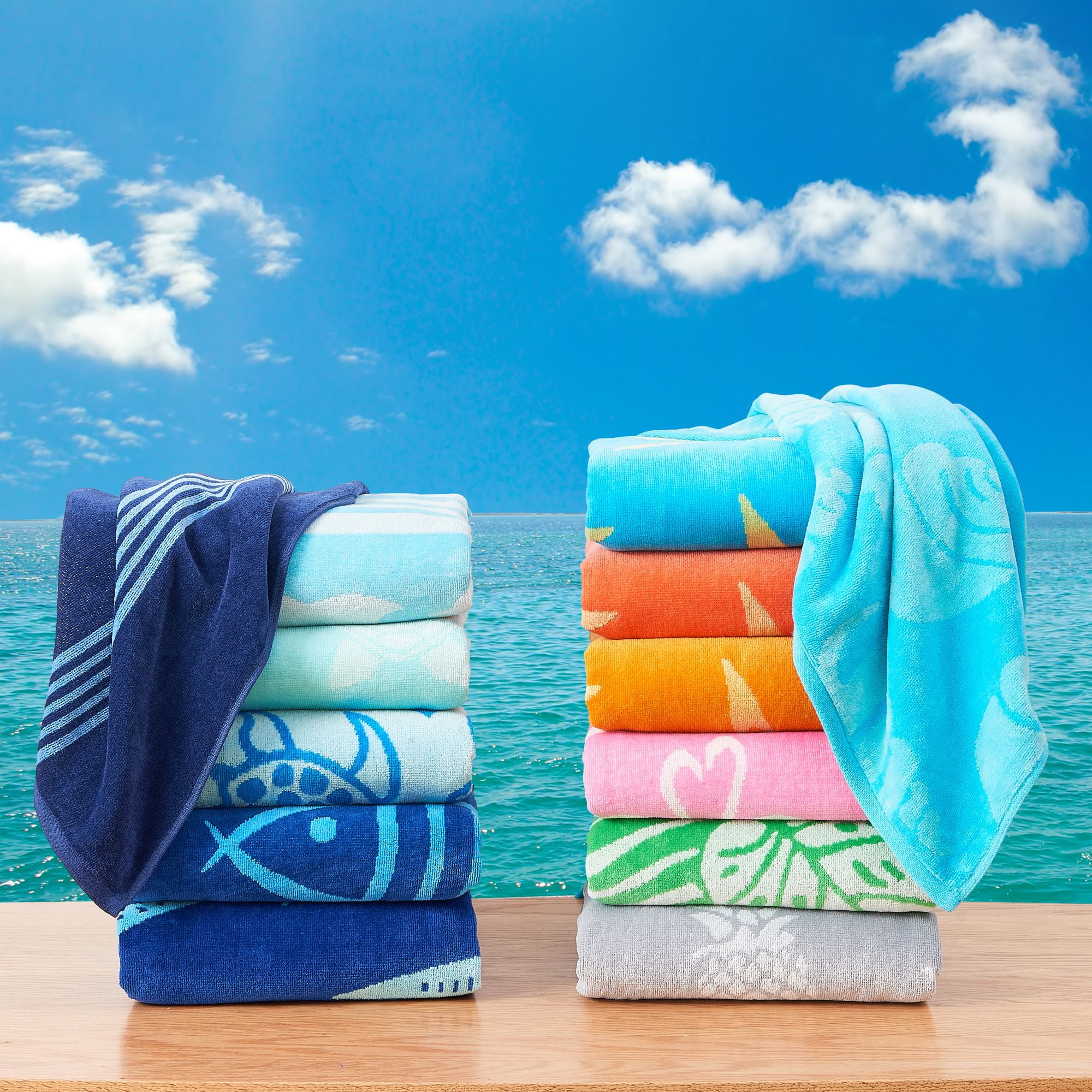 100 Cotton Jacquard 2 Pack 30 x 60 Printed Beach Pool Towels