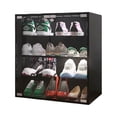 thumbnail image 5 of Holaki Shoe Box,Shoes Display Cabinet with LED light Bluetooth Control,Wooden Stackable Shoe Storage Box with Glass Door, Shoe Storage Bin Shoe Display Case for Sneakers (4 Tier), 5 of 16