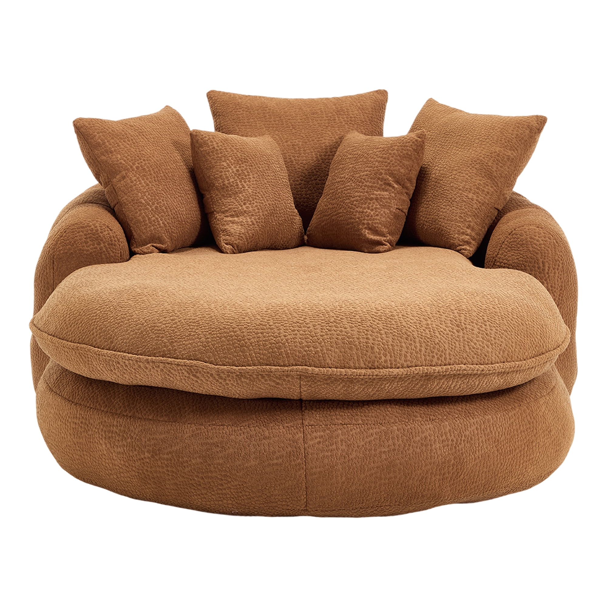 Aukfa Oversized Bean Bag Sofa, 59.84" Deep Sleeper Chaise with 5 Pillows, Chenille, Orange