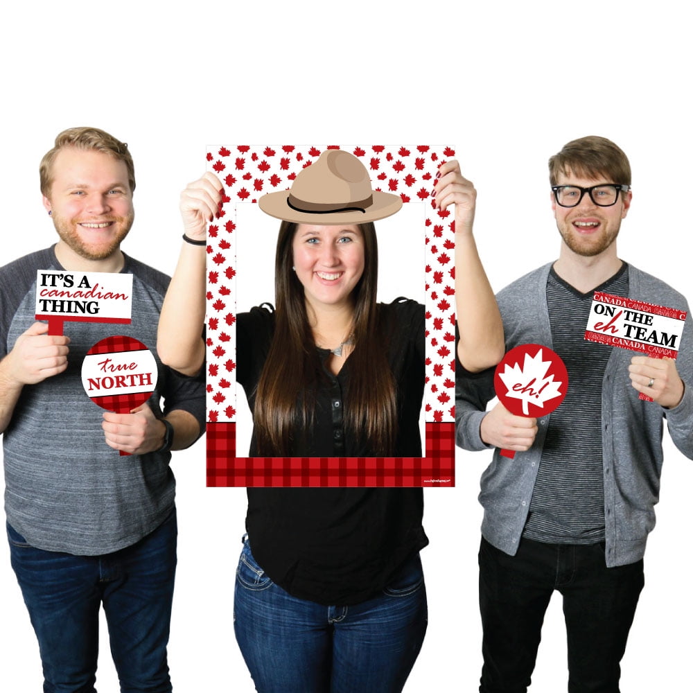 Canada Day Canadian Party Selfie Photo Booth Picture Frame & Props Printed on Sturdy