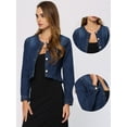 thumbnail image 2 of DARING DIVA Women's Collarless Button Down Long Sleeve Denim Jacket XS Dark Blue, 2 of 6