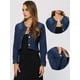 thumbnail image 2 of Chaqueta de mezclilla para mujer Chaquetas de mezclilla cortas con botones sin cuello Azul oscuro L, 2 of 6