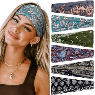 Huachi 4 Packs Boho Headbands for Women Wide Sunflower Thick  display picture 3