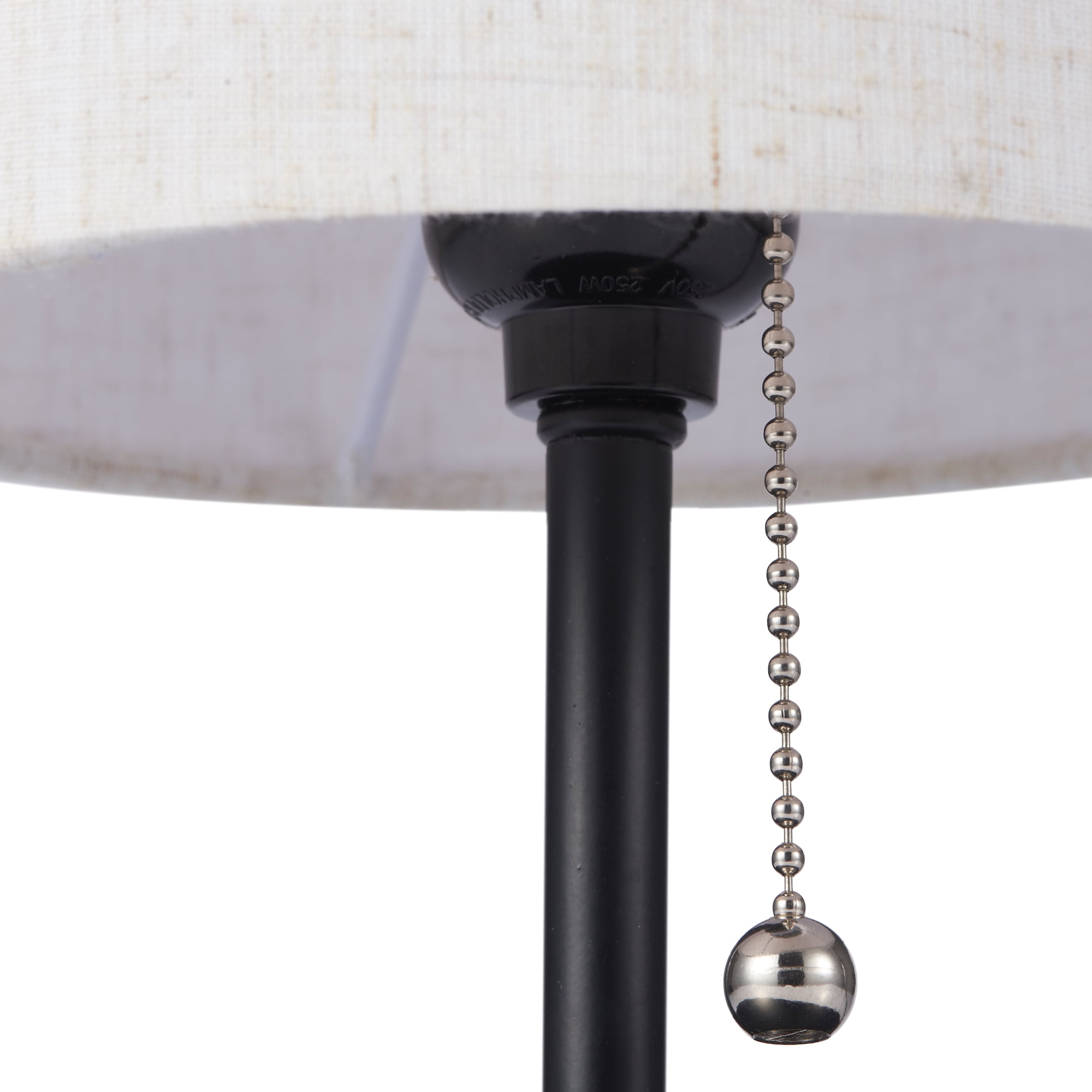 Wayshire Modern End Table and Side Table Lamp with USB Port & Outlet, Drum Shade, Black
