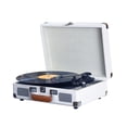 thumbnail image 1 of yeacher Vintage Bluetooth Turntable with HIFI Sound, Portable Record Player for 7/10/12 Inch Vinyls, USB Playback, 33/45/78 RPM, 3.5mm Audio I/O, 10m BT Range, White/Pink/Green/Brown/Black, Compact, 1 of 6